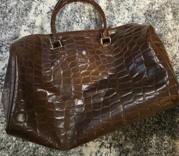 Ralph Lauren Brown Crocodile-Embossed Tote - Picture 3 of 5